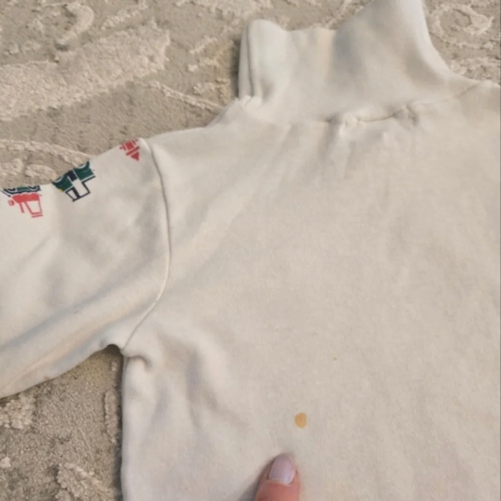 Vintage 1990s Oshkosh B'gosh White Car Patterned Turtleneck